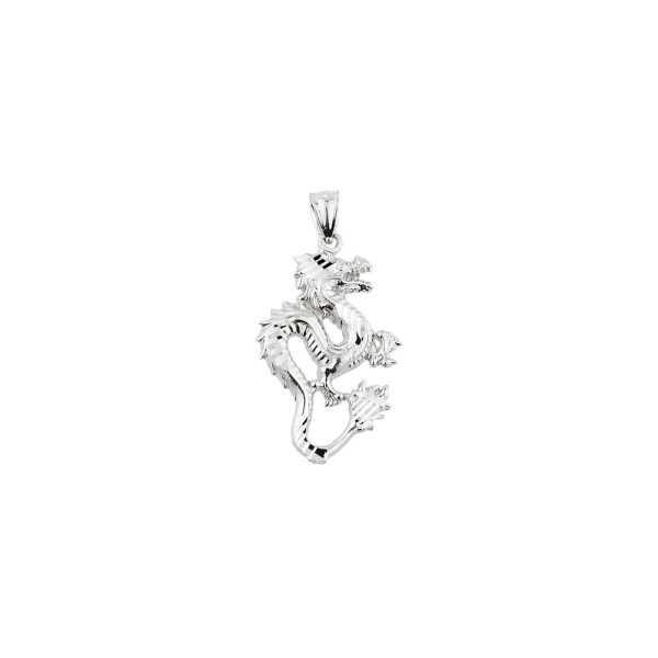 Men's Dragon Charm Pendant Necklace in Sterling Silver