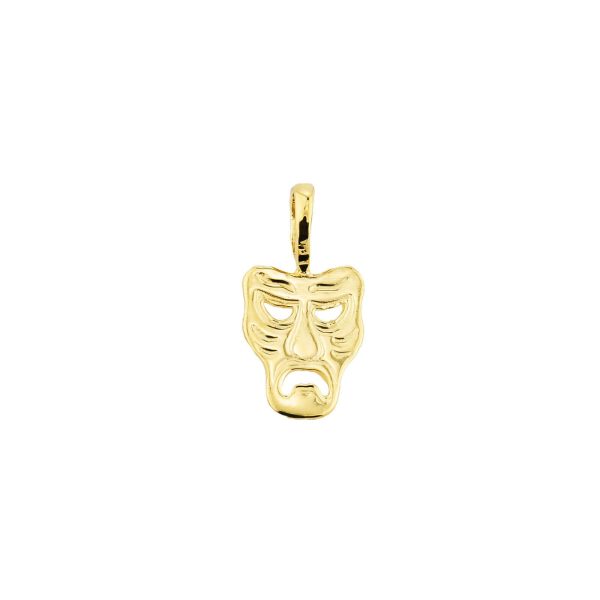 Men's Tragedy Mask Charm Pendant Necklace in 9ct Gold