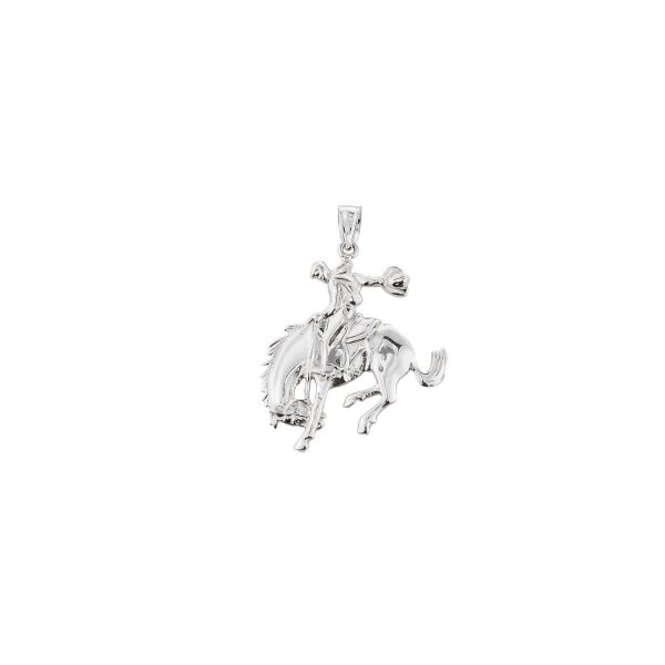 Men's Cowboy Pendant Necklace in 9ct White Gold