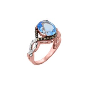 Topaz & Champagne Diamond Infinity Ring in 9ct Rose Gold