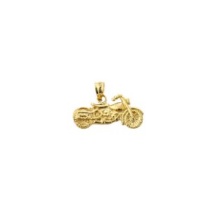 Men's Textured Motorcycle Pendant Necklace in 9ct Gold