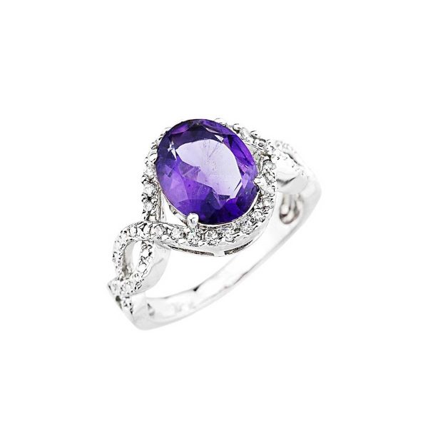 Amethyst & Diamond Infinity Ring in 9ct White Gold