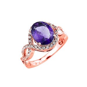 Amethyst & Diamond Infinity Ring in 9ct Rose Gold