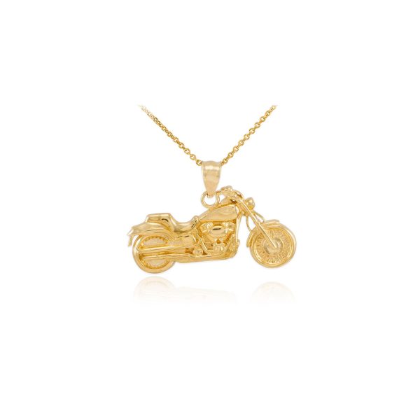 Men's Detailed Motorcycle Pendant Necklace in 9ct Gold