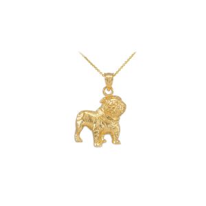 Men's Bulldog Charm Pendant Necklace in 9ct Gold