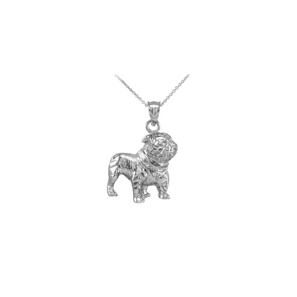 Men's Bulldog Charm Pendant Necklace in Sterling Silver