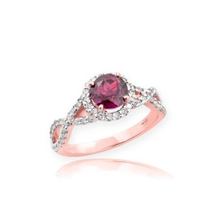 Alexandrite & Diamond Infinity Ring in 9ct Rose Gold