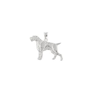 German Pointer Pendant Necklace in 9ct White Gold