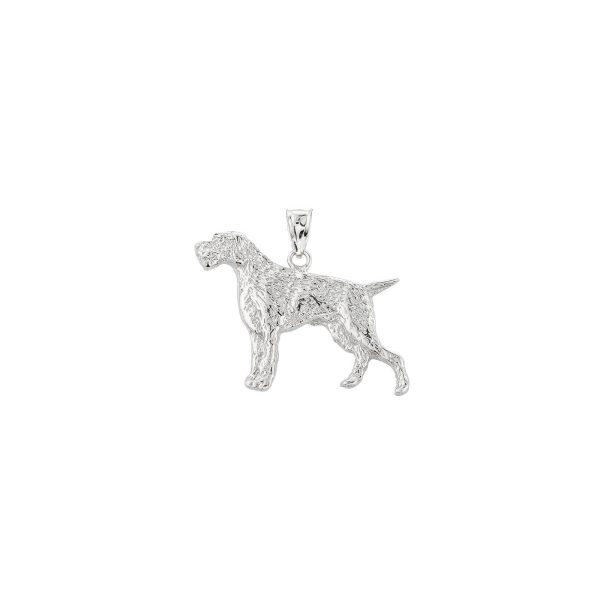 German Pointer Pendant Necklace in 9ct White Gold