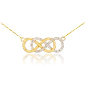 Diamond Embellished Double Infinity Pendant Necklace in 9ct Gold