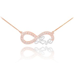 Diamond Infinity Pendant Necklace in 9ct Two-Tone Rose Gold