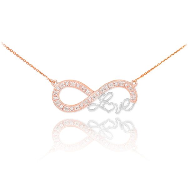 Diamond Infinity Pendant Necklace in 9ct Two-Tone Rose Gold