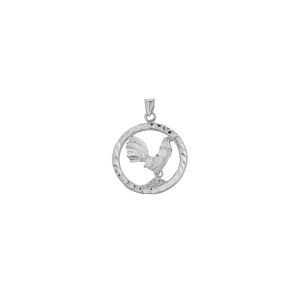 Rooster Pendant Necklace in Sterling Silver