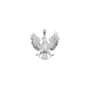 Men's Large Eagle Charm Pendant Necklace in 9ct White Gold