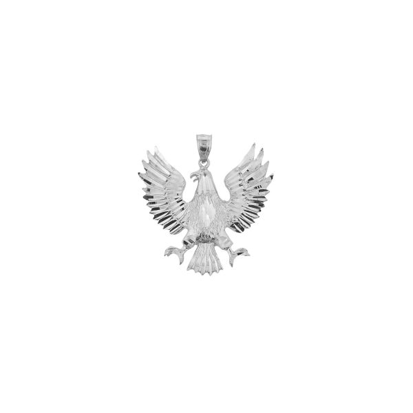 Men's Large Eagle Charm Pendant Necklace in 9ct White Gold