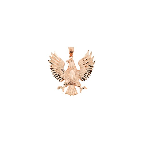 Men's Large Eagle Charm Pendant Necklace in 9ct Rose Gold