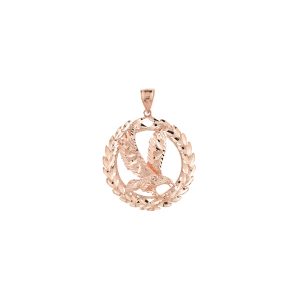 Men's Eagle Wreath Charm Pendant Necklace in 9ct Rose Gold