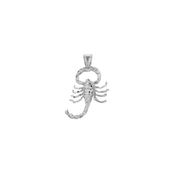 Men's Scorpion Charm Pendant Necklace in 9ct White Gold