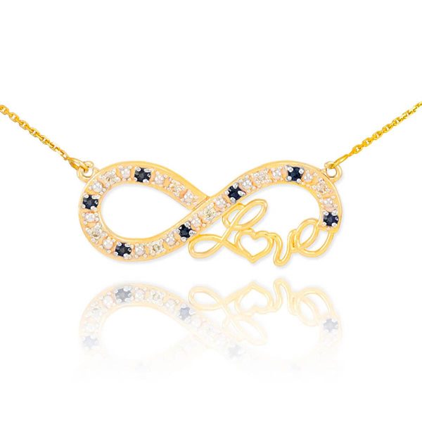 Diamond Love Script Infinity Pendant Necklace in 9ct Gold