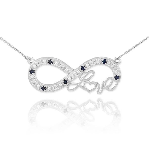 Diamond Love Script Infinity Pendant Necklace in 9ct White Gold