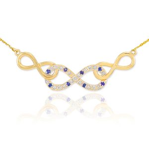 Sapphire & Diamond Triple Infinity Pendant Necklace in 9ct Gold