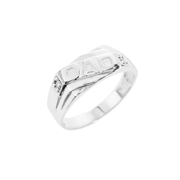 Men's Diamond Dad Ring in 9ct White Gold