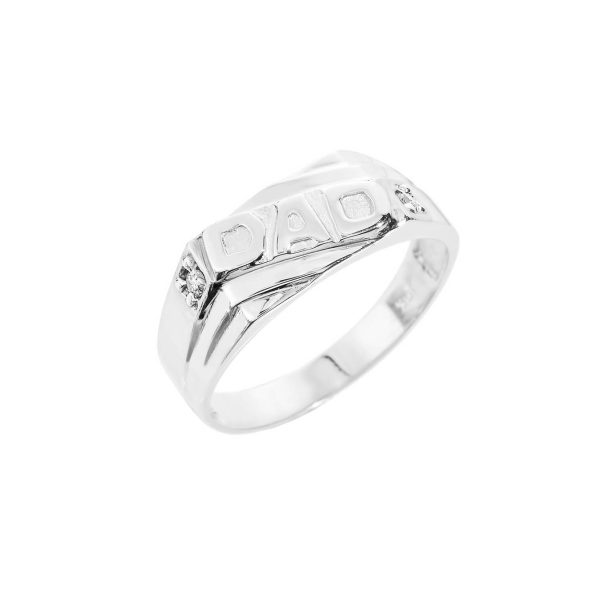 Men's CZ Dad Ring in Sterling Silver