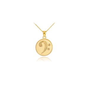 Textured Bass Clef Pendant Necklace in 9ct Gold