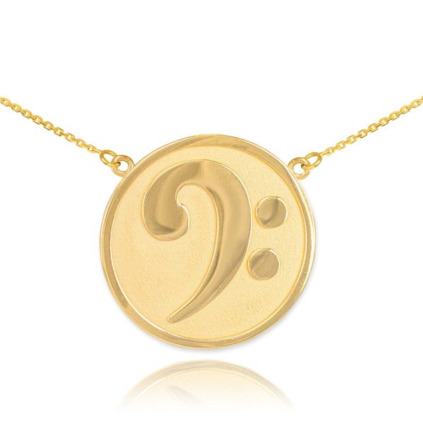 Musical Clef Medallion Pendant Necklace in 9ct Gold