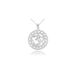 Two Tone Ohm Pendant Necklace in 9ct White Gold