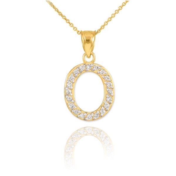 Letter O Diamond Embellished Drop Pendant Necklace in 9ct Gold