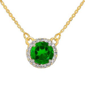 Emerald & Diamond Pendant Necklace in 9ct Gold