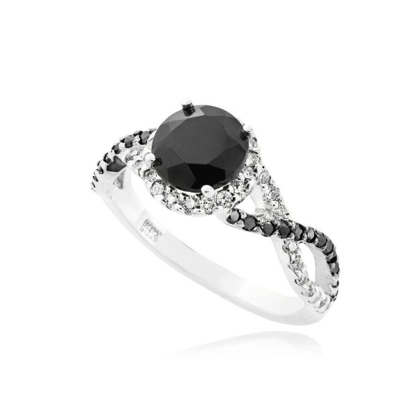 Black Diamond Infinity Ring, 1.0 ct in 9ct White Gold