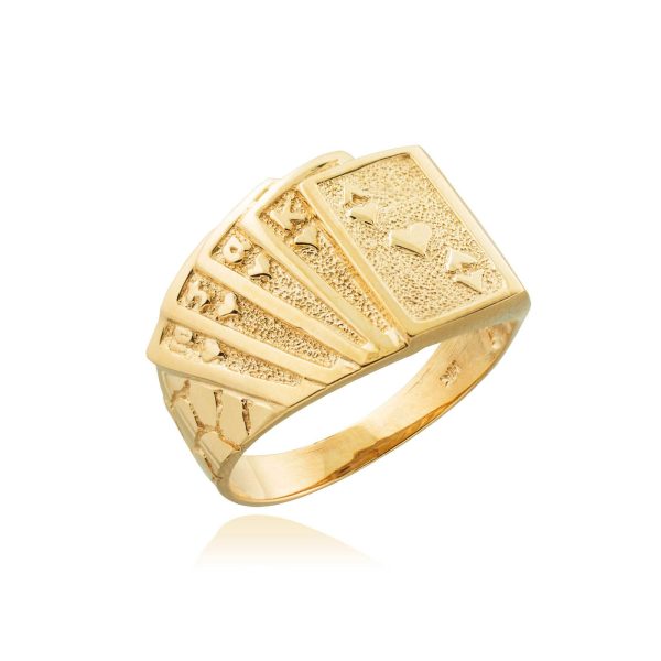 Men's Textured Poker Ring in 9ct Gold