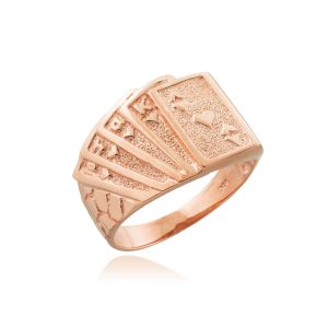 Men's Textured Poker Ring in 9ct Rose Gold