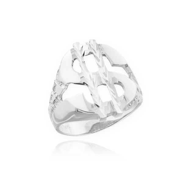 Men's Precision Cut Dollar Ring in 9ct White Gold