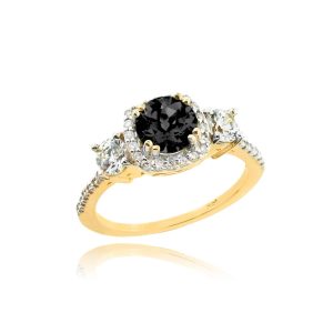 Black Diamond Engagement Ring in 9ct Gold