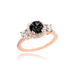 Black Diamond Engagement Ring in 9ct Rose Gold