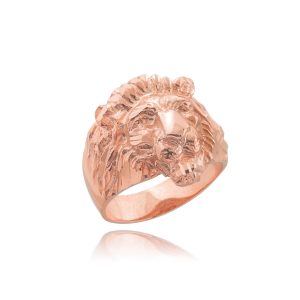 Men's Lion Head Ring in 9ct Rose Gold