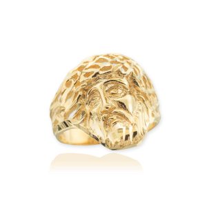 Men's Jesus Face Ring in 9ct Gold