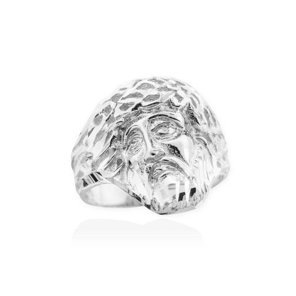 Men's Jesus Face Ring in Sterling Silver