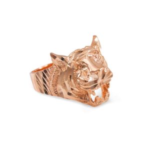 Men's Unisex Rose Tiger Ring in 9ct Rose Gold