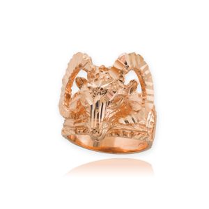 Men's Precision Cut Mountain Ram Ring in 9ct Rose Gold