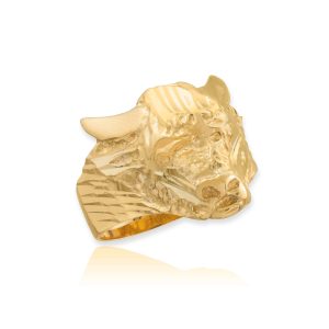 Men's 3D Bull Close Up Ring in 9ct Gold