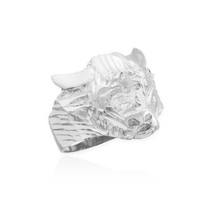 Men's 3D Bull Close Up Ring in Sterling Silver