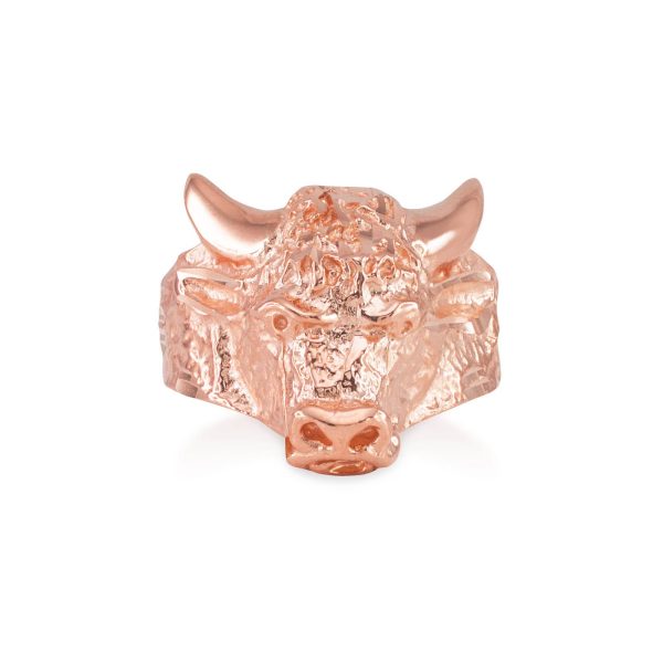 Men's 3D Bull Ring in 9ct Rose Gold