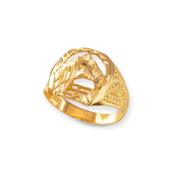 Men's Hammered Horse Ring in 9ct Gold