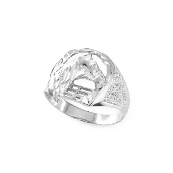 Men's Hammered Horse Ring in Sterling Silver