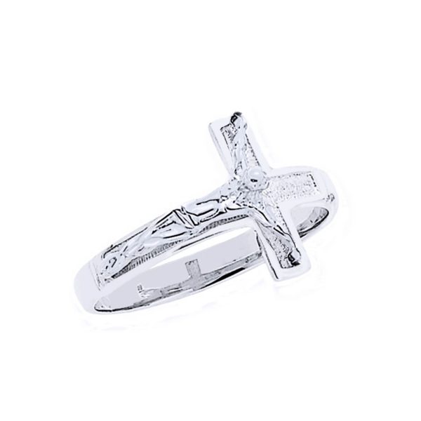 Men's Precision Cut Cross Ring in Sterling Silver