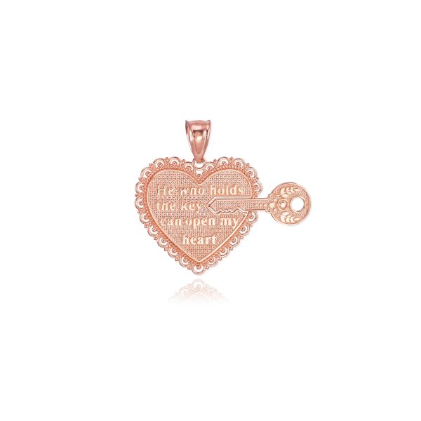 Two-Piece Key of My Heart Detachable Pendant Necklace in 9ct Rose Gold